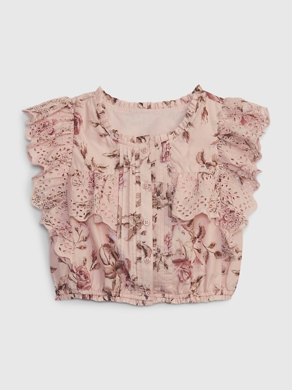 Gap × LoveShackFancy Kids Floral Ruffle Button-Front Top Size 8